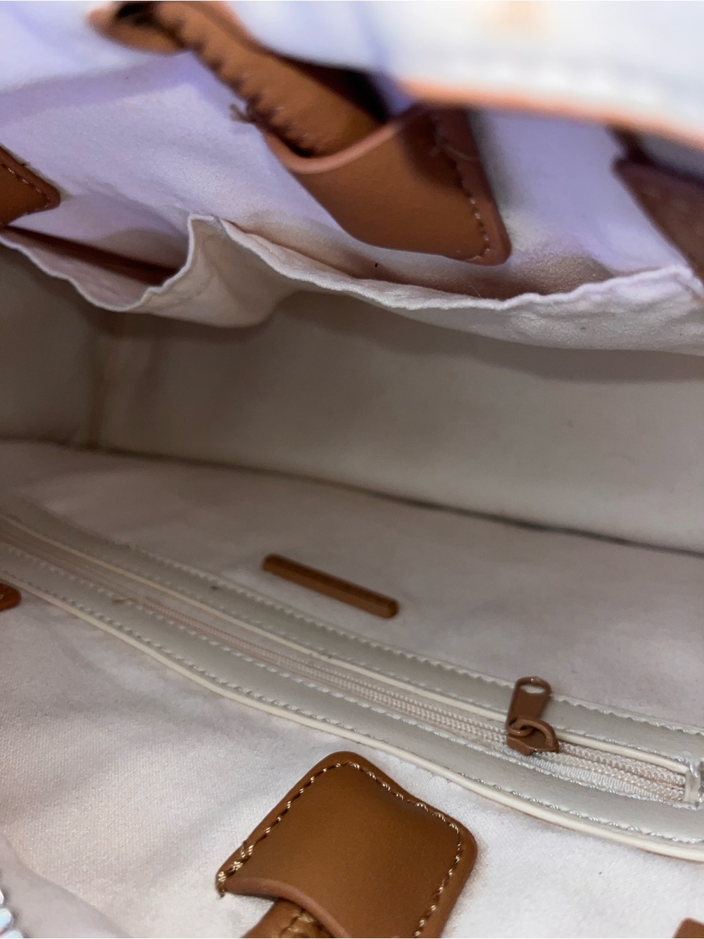 Multicolor Steve Madden Logo Canvas Purse with Tan Leather Trim - Picture 8 of 10